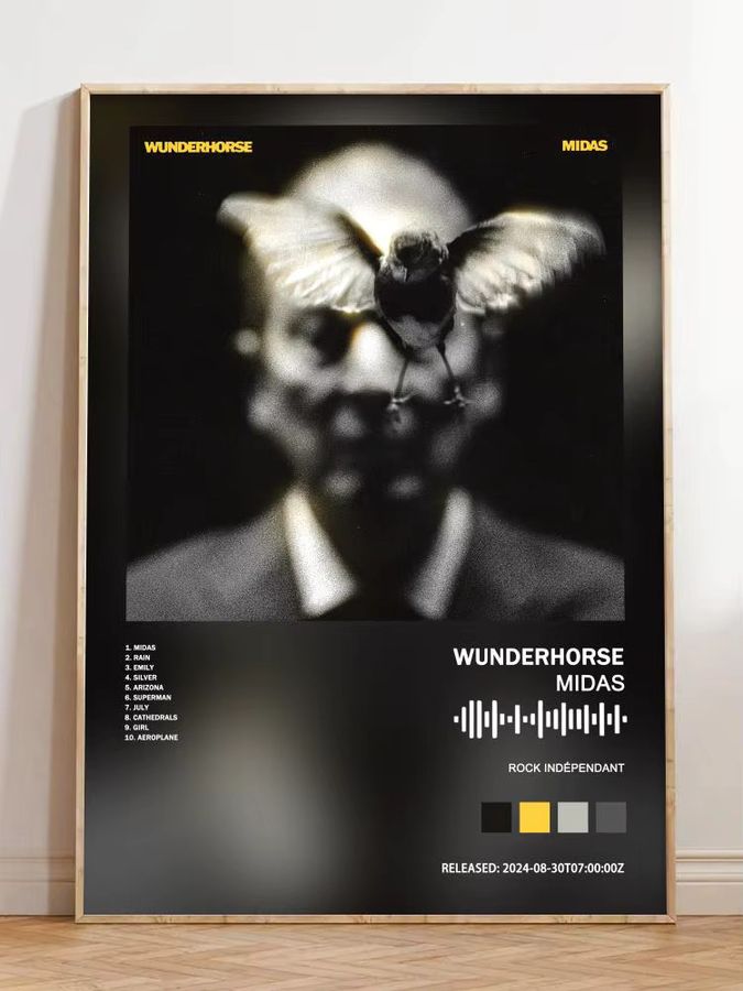 Wunderhorse Musik Album Cover Leinwand Poster in Black2, B: 21 cm, H: 30 cm - Bild 2