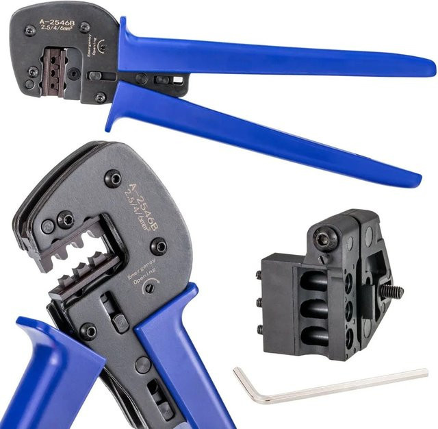hb-digital Crimpzange für Solarstecker und Solarkabel 2,5/4,0/6,0mm² in Blau und Stahl - Bild 1