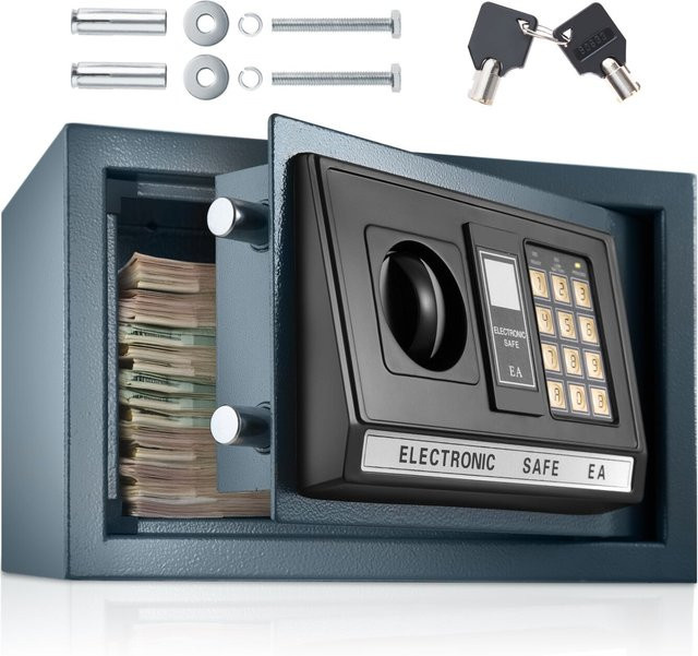 tectake Elektronischer Safe mit Doppelbolzen-Verschlusssystem und Notöffnung in Schwarz, B/T/H: 31 x 22 x 20 cm - Bild 1