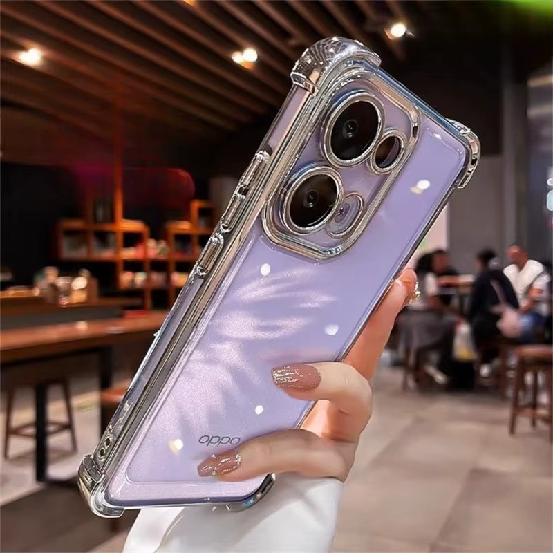 Luxus TPU Handyhülle mit Airbag-Schutz und Kameraabdeckung für OPPO Reno 15 Pro Max, 14F Pro A6, A5/X A3/X 4/5G in Silber - Bild 1