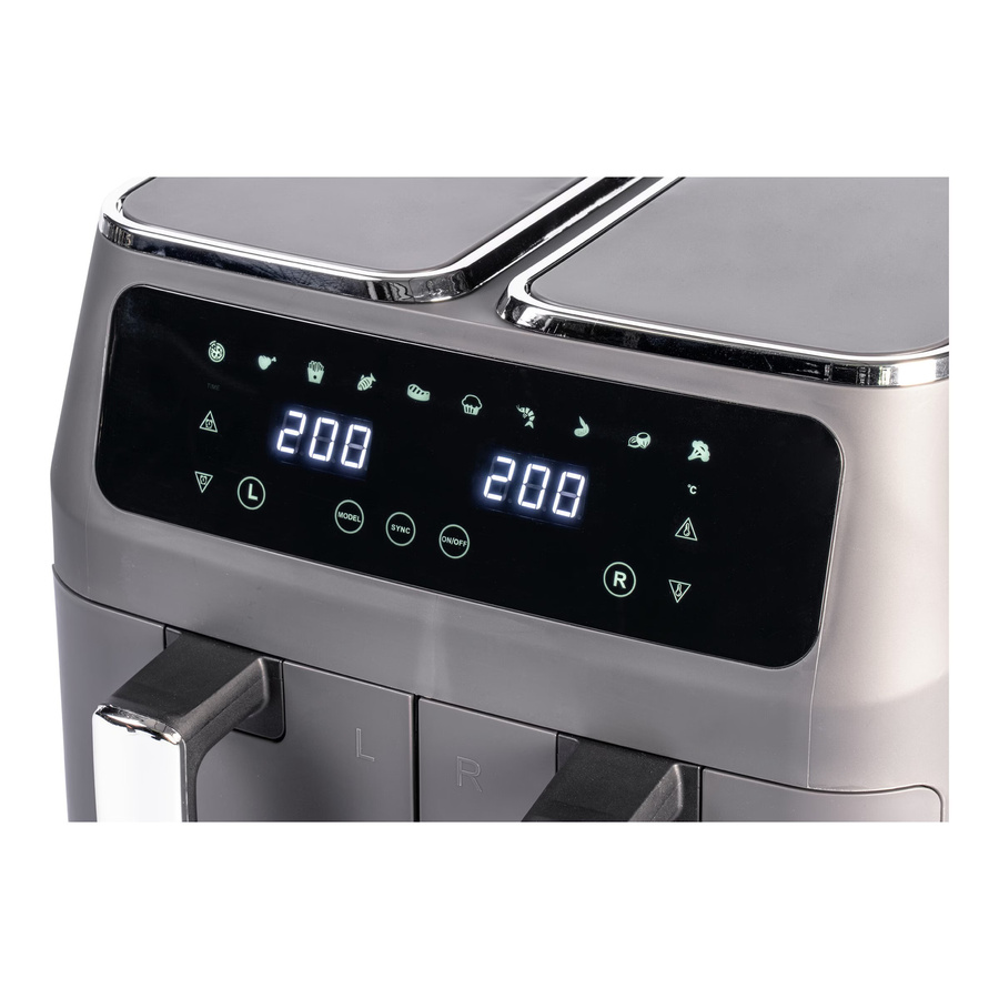 Genialo Heißluftfritteuse Duo mit Dual Zone und Digital Display in Grau - Bild 4