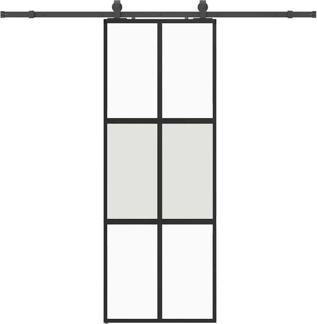 vidaXL Schiebetür aus Hartglas mit Beschlag in Schwarz, B: 76 cm, H: 205 cm - Bild 1