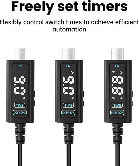Aideepen USB auf DC Spannungs-Boost-Konverter Einstellbares Aufwärtskabel von 5-10V auf 5-20V mit USB-C und Barrel-Plug in Schwarz - Bild 1