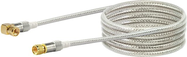 Schwaiger SAT Anschlusskabel mit 90 Grad F-Winkelstecker, transparent, 5 m - Bild 1