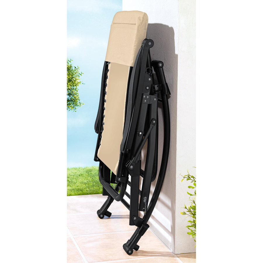 Genialo Premium Schaukelstuhl in Beige mit verstellbarer Kopfstütze und Armlehnen für Garten und Balkon - Bild 3