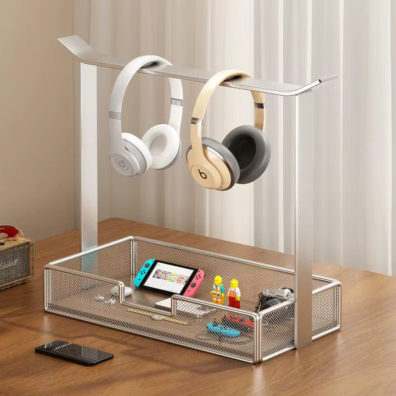 Universeller Schreibtisch-Organizer aus Metall mit Headset-Ständer und Ablagefach für Büro und Gaming - Bild 3