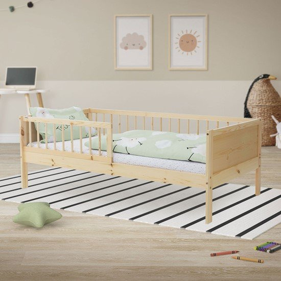 ML-Design Kinderbett aus Kiefernholz in Braun und Beige mit Lattenrost, B/T/H: 80 x 160 x 14,6 cm - Bild 1