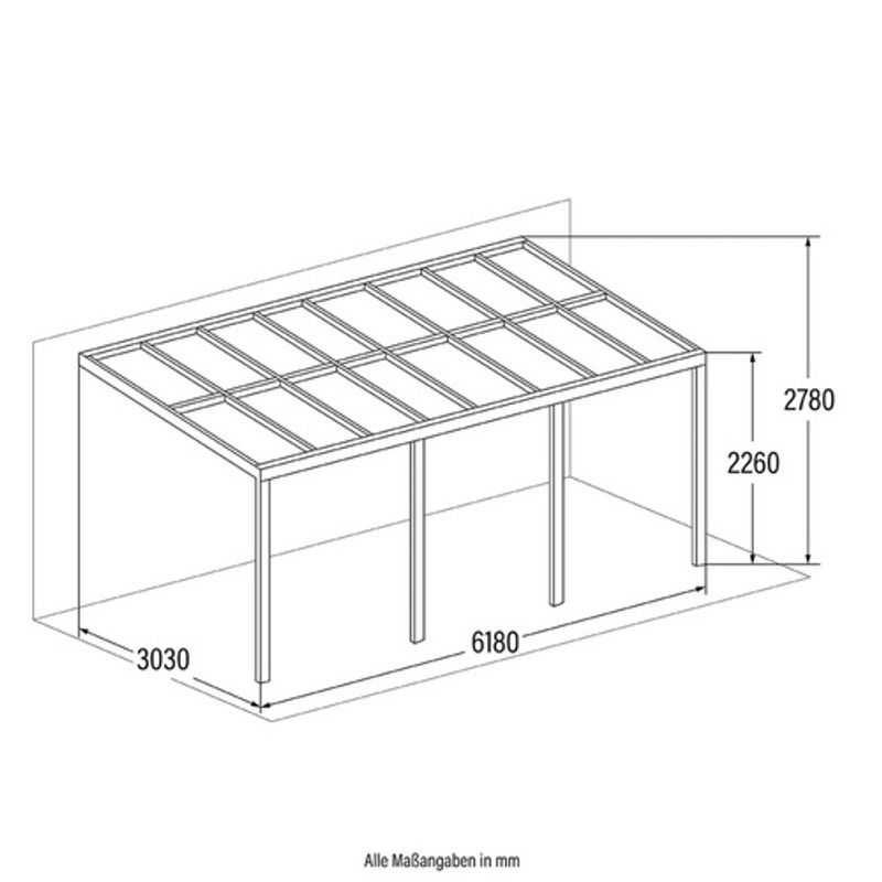 Home Deluxe Terrassenüberdachung Solis mit UV-Schutz und Aluminium-Sichtschienen, Grau/Anthrazit, B/T/H: 618 x 303 x 226/278 cm - Bild 2
