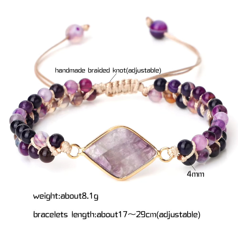 Reliatonny Armband, lila Achat, Perlen, Unisex - Bild 3