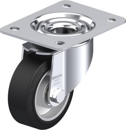 Blickle Lenkrolle LK-ALEV 100K-3 aus Stahl und Aluminium, Durchmesser: 100 mm, Tragfähigkeit: 200 kg, galvanisiert, Schwarz/Grau - Bild 1