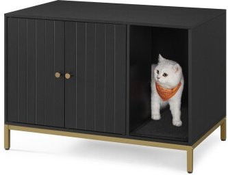 FEANDREA Katzenklo-Schrank mit integriertem Katzenhaus und Kratzmatte in Schwarz - Bild 1