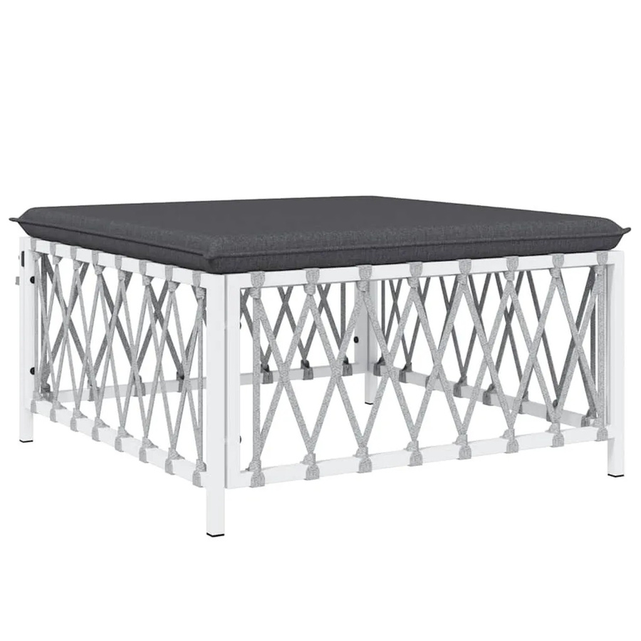 vidaXL Gartenhocker Cube in Weiß mit Textilene-Kissen und pulverbeschichtetem Stahlgestell B/T/H: 34 x 34 x 70 cm - Bild 2