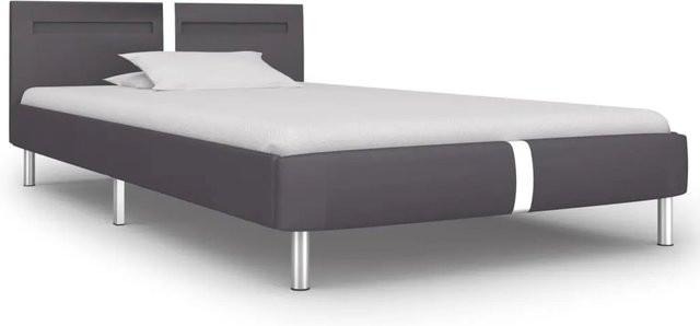 vidaXL Bettgestell mit LED in Grau aus Kunstleder, B/T/H: 90 x 200 cm - Bild 1