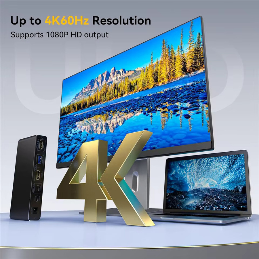 Navceker KVM Switch mit Thunderbolt und USB-C für 2K 120Hz, HDMI, 100W PD Charging für PC, Desktop und MacBook - Bild 4