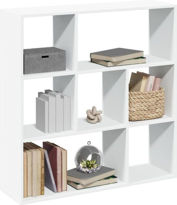 vidaxl Raumteiler-Bücherregal in Weiß, modern und minimalistisch aus Holzwerkstoff, B/T/H: 102 x 29 x 103,5 cm - Bild 1
