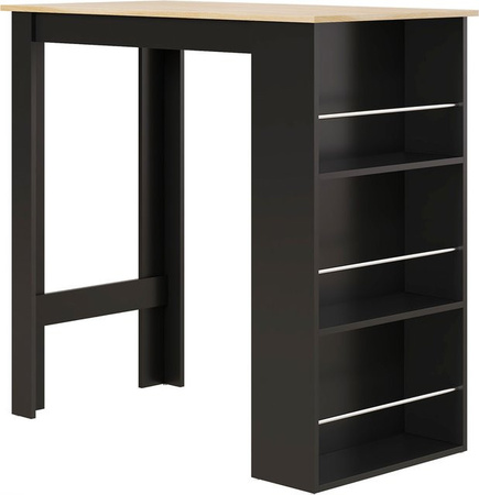 HOMCOM Bistrotisch als hoher Küchentisch und Stehtisch mit 3 Regalen, Schwarz, B: 57 cm, T: 112 cm, H: 106 cm