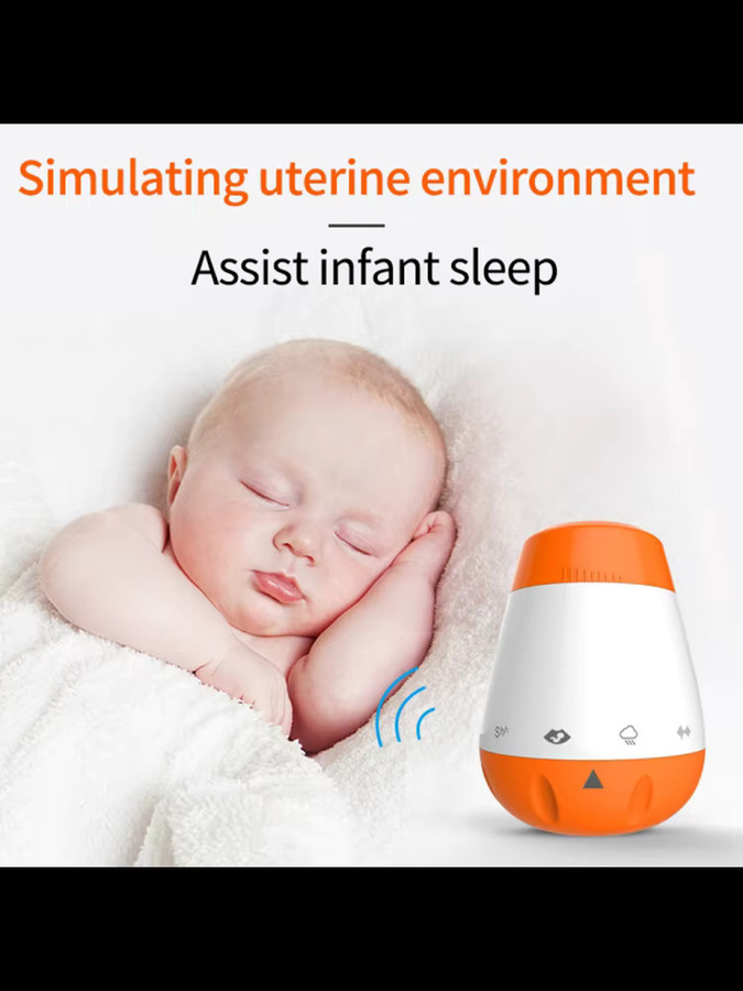Intelligenter Baby-Schlafschnuller von DECDEAL mit weißem Rauschen und 6 beruhigenden Geräuschen, Akku-Betrieb, Weiß und Orange - Bild 2