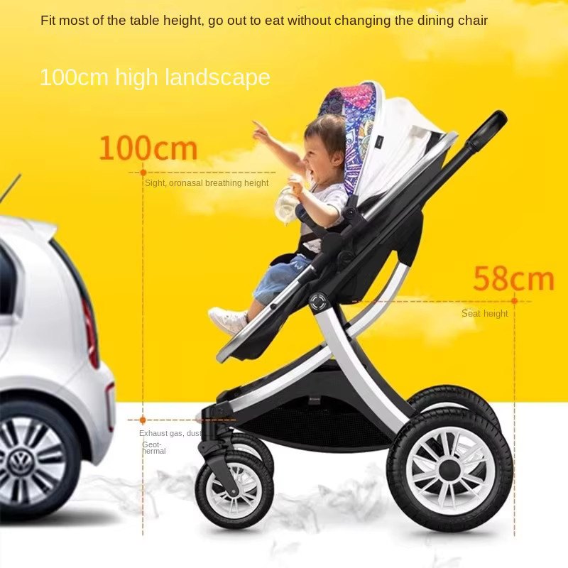 3-in-1 Kinderwagen Set für Neugeborene mit Autositz und Liegeposition, leicht faltbar und stoßdämpfend - Bild 4