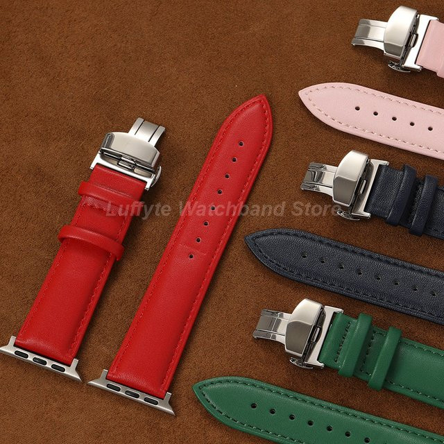 Luffyte Uhrenarmband Leder, Schmetterlingsverschluss - Bild 1