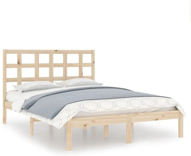 vidaXL Massivholzbett aus Kiefernholz in Braun mit rustikaler Optik, B/T/H: 120 x 200 cm - Bild 1
