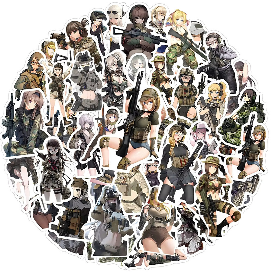 Rspctou Camouflage Weibliche Soldaten Graffiti Aufkleber, Anime Mädchen, Bunt / Mehrfarbig - Bild 2