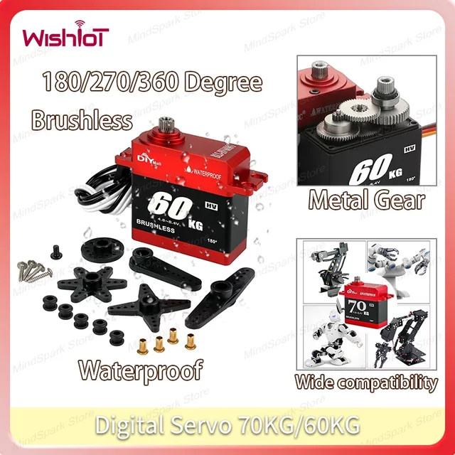 wishiot Digitales Servo, Metall, bürstenloser Motor, wasserdicht IP68 - Bild 1