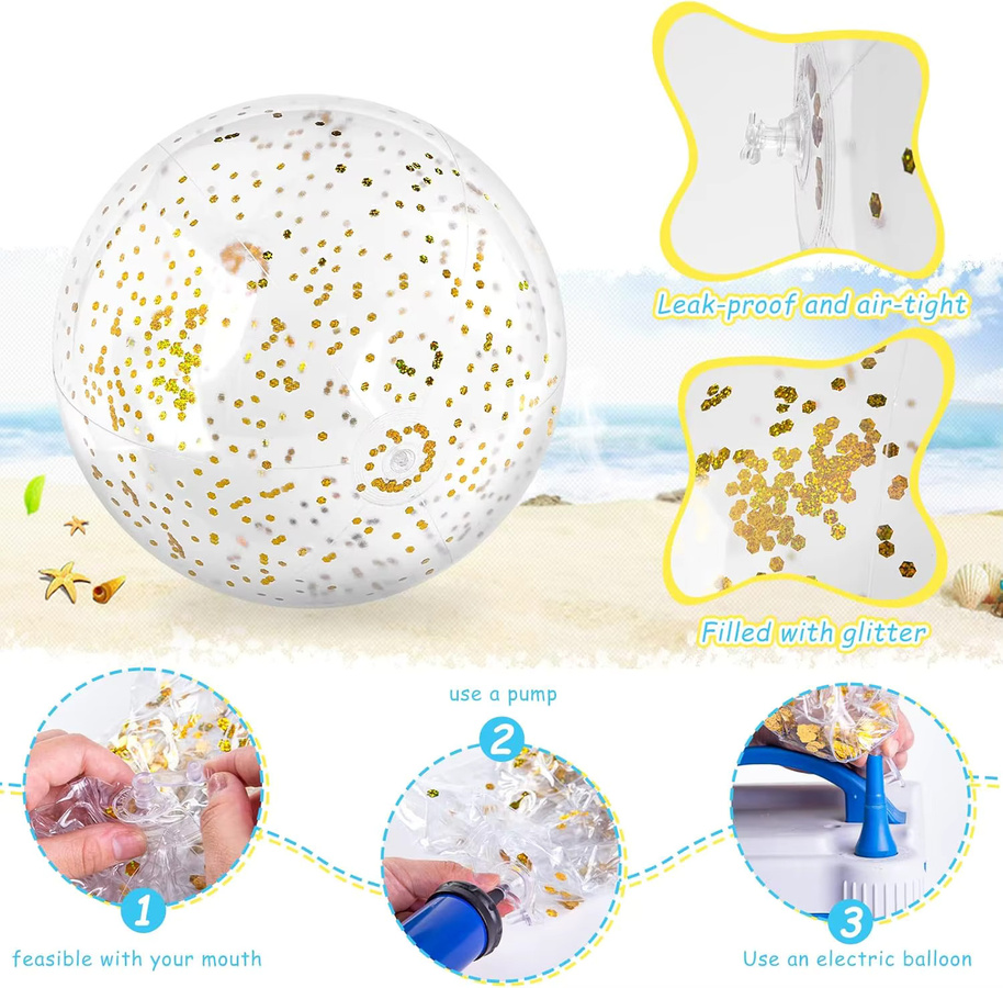 Wonflex Konfetti-Ball, aufblasbarer Ball, transparent, 40 cm - Bild 3