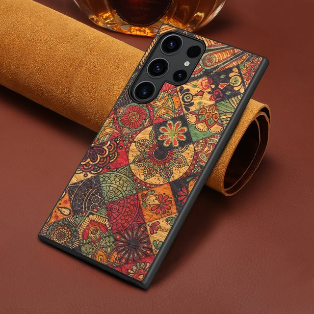 Luxuriöse Kunstleder Handyhülle mit mattem Finish und Ölgemälde-Blumenmuster für Samsung Galaxy S26 Ultra, S25 Plus, S24 und S23 in Gelb und Multicolour - Bild 1