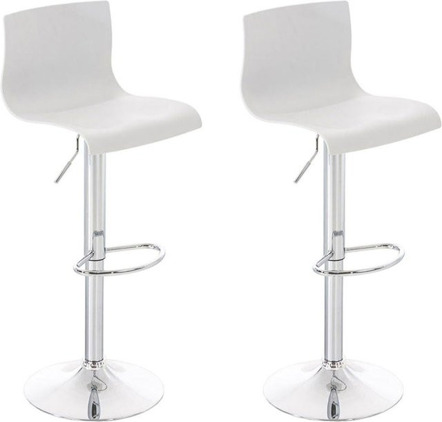 2er Set Barhocker Hope von TPFLiving in Weiß mit Chromoptik Metallgestell und 360 Grad Drehsitz - Bild 1