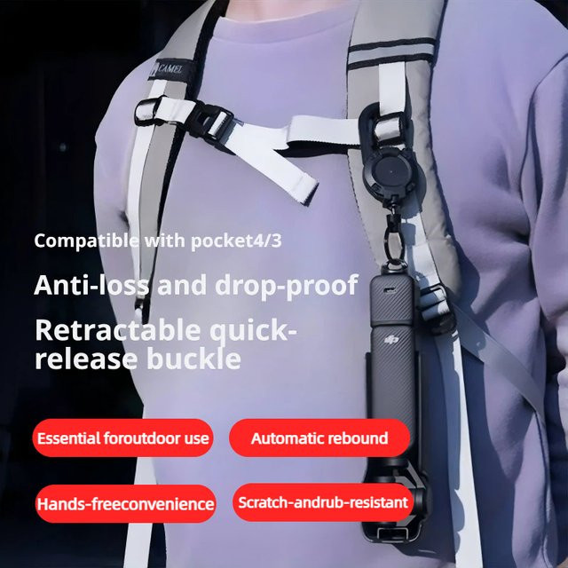 DJI Rucksack mit Schnellverschluss und einziehbarer Schnalle für DJI Pocket 3 und DJI Pocket 2 Zubehör - Bild 1