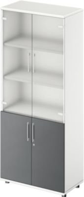 Schäfer Shop Genius Kombischrank TETRIS WOOD mit Glas- und Flügeltüren, Höhe: 191 cm, weiß/graphite - Bild 1