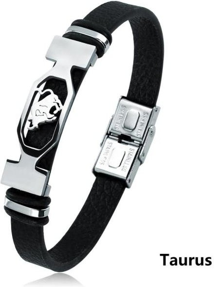 Armband Edelstahl, Leder, Schwarz, Unisex, 21cm - Bild 1