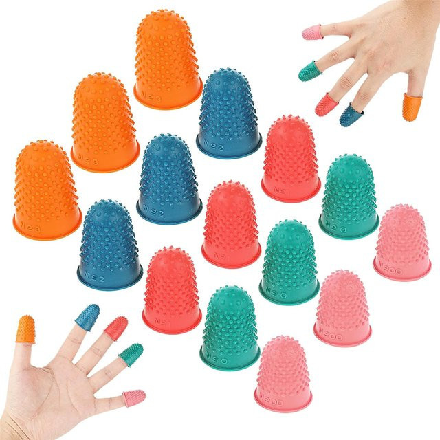JAY HOME Silikon Fingerhut Protektoren Set, 5 Stück, Mehrfarbig, Fingerschutz für Nähen und Stickerei - Bild 1
