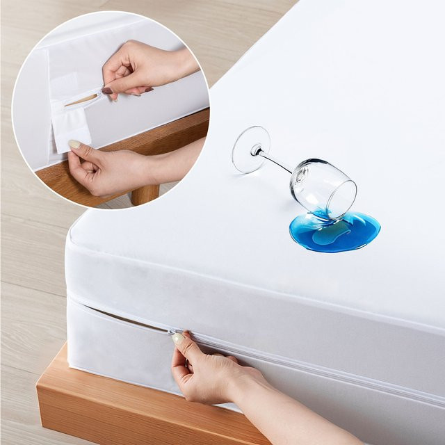 Wasserdichter Matratzenschutz mit Reißverschluss von LyssioHome, 6-seitig geschlossen und staubdicht, weiß, B/T/H: 90 x 190 x 25 cm - Bild 1