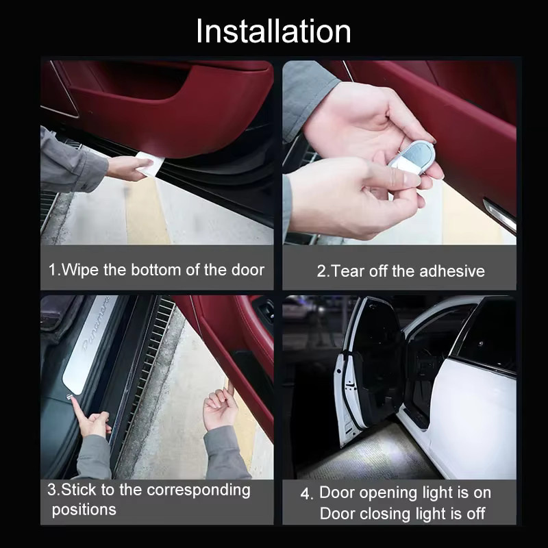 2er-Pack USB-aufladbare LED Auto-Türbeleuchtung mit Magnet und Schalter in Weiß - Bild 6