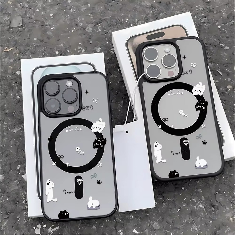 Magnetische iPhone Hülle mit Cartoon-Katze und kabelloser MagSafe Ladefunktion für iPhone 18 bis iPhone 11 Pro Max - Bild 3