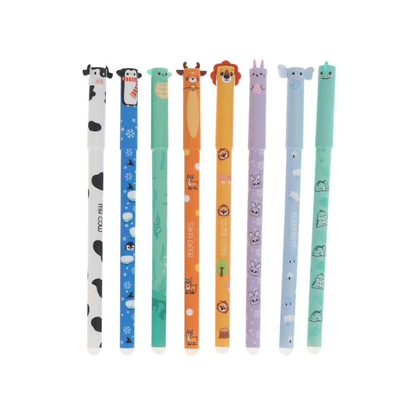 8 Stück Cartoon-Tier-Gelschreiber mit löschbarer Tinte, 0,5 mm, bunte Farben, ideal für Schule und Büro - Bild 2