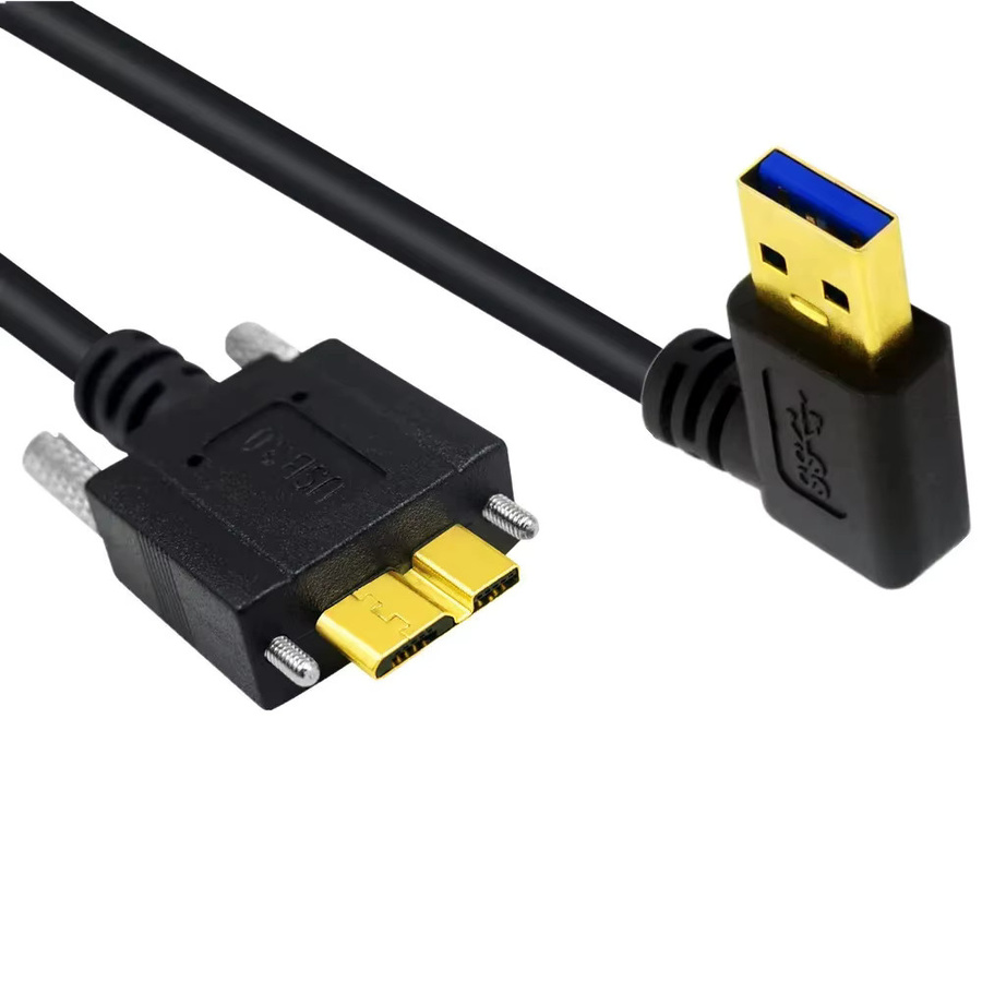 BSN USB 3.0 auf Micro B Datenkabel mit 90 Grad Winkel und Verriegelungsschrauben in Schwarz, Länge: 5 m und 3 m - Bild 5