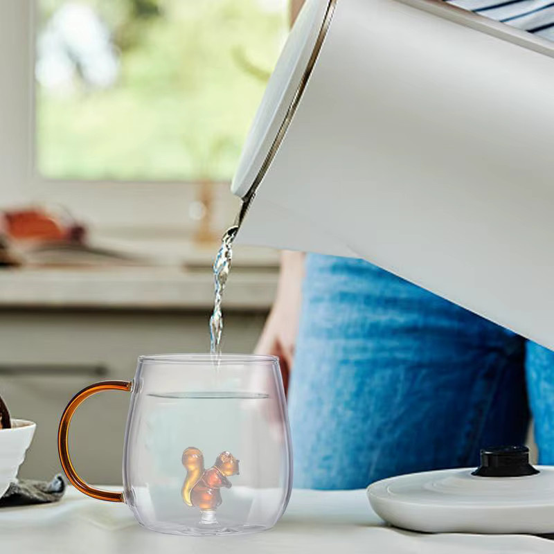 Nette 3D Cartoon Tier Glas Tasse für Kaffee und Saft, transparent, 380 ml - Bild 3