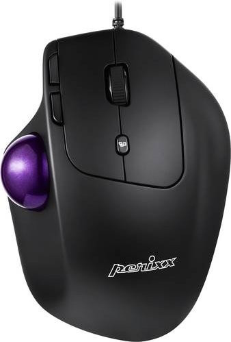 Perixx PERIMICE-520 Ergonomische Trackball-Maus mit USB-A Anschluss, Schwarz, 8 Tasten und 1600 DPI - Bild 1