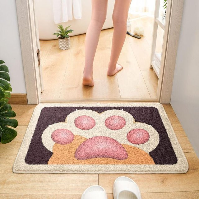 Saugfähige Badezimmer Fußmatte aus Imitatkashmir mit rutschfester Unterseite, B/B: 40 x 60 cm, Mehrfarbig - Bild 1