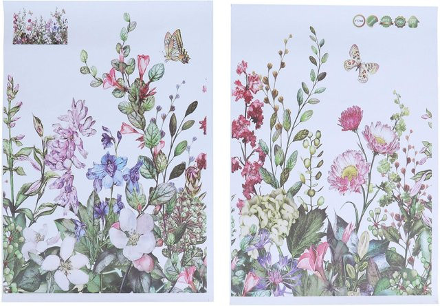 2 Stück Selbstklebende Wandaufkleber mit Blumenmuster von OutsideWorld in Grau und Multicolour - Bild 1
