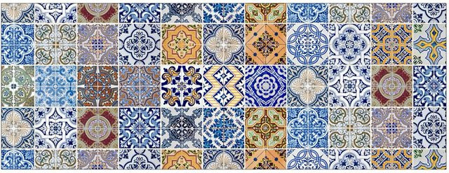 MySpotti Küchenrückwand Profix Cucina Pablo in Fliesenoptik, Farbe Gelb-Blau, B: 160 cm, H: 60 cm - Bild 1