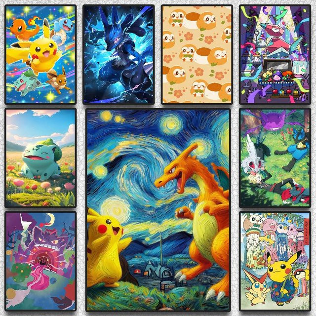 Bandai Pokemon Palkia Anime-Poster als HD-Leinwand-Wandkunst in Mehrfarbig - Bild 1