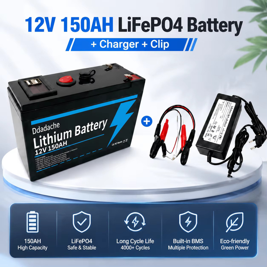 LiFePO4 12V 150Ah Lithium-Akku mit BMS-Platine in Schwarz für Solarpanels, Elektrofahrzeuge und Marine-Anwendungen - Bild 4