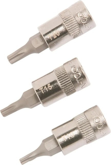 LUX-TOOLS Steckschlüssel Set 3-teilig T10 T15 T20 aus Chrom-Vanadium in Silber - Bild 1