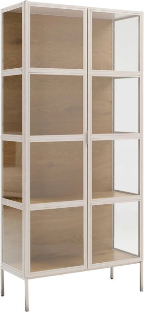 Mömax Vitrine Amy in Eichefarben und Beige mit Glastüren und Regalböden, H: 172 cm, B: 80 cm, T: 35 cm - Bild 1