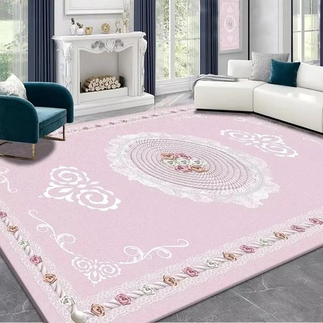 Karpetti Wohnzimmerteppich Vintage Floral in Rosa, weich und rutschfest, B/B/H: 80 x 120 cm - Bild 1