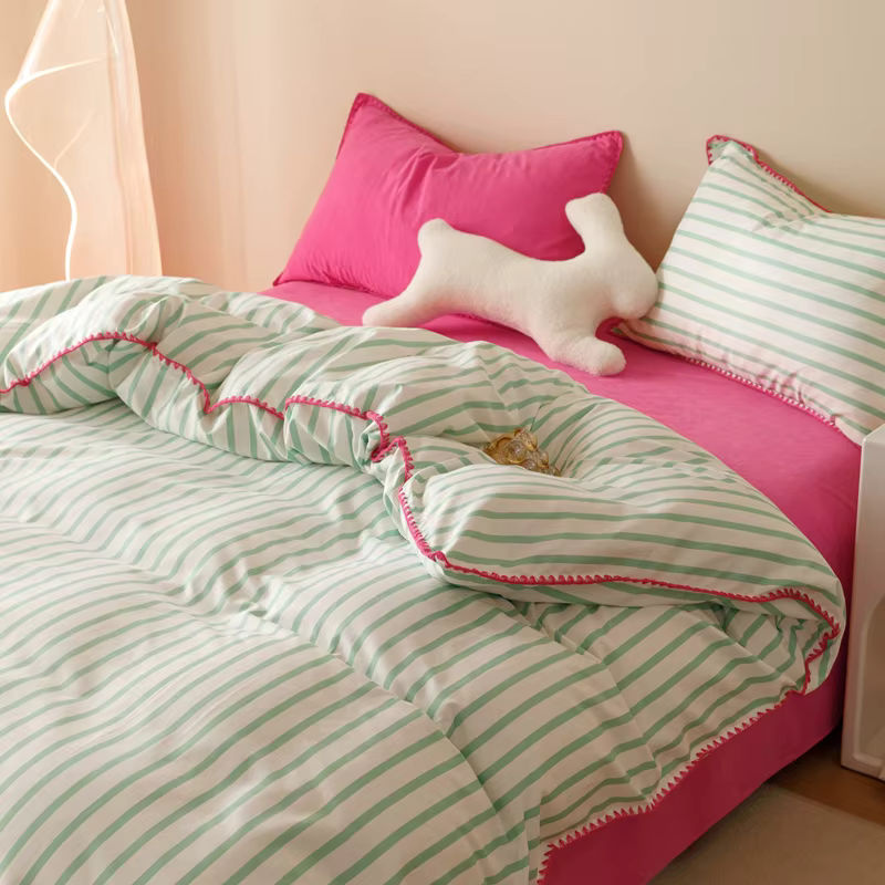 Tröster Bettwäsche-Set INS Mädchen gestreift aus weicher gewaschener Baumwolle, Farbe: Pink, B/H: 150 x 200 cm, 4-teilig - Bild 5
