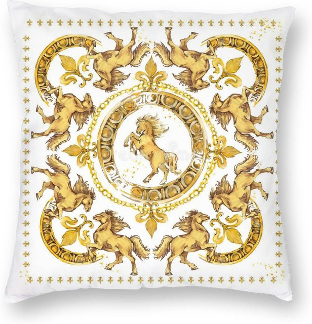 Dekorativer Kissenbezug Goldener Löwe im europäischen Barock Design von Tonnika Chen, Farbe Weiß, B/T/H: 65 x 65 x 0 cm - Bild 1
